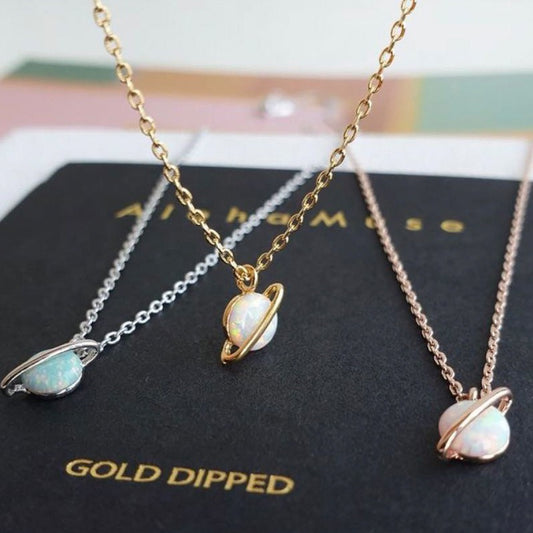 Saturn Opal Pendant Necklace Womens New Opal Light Luxury Choker Necklace